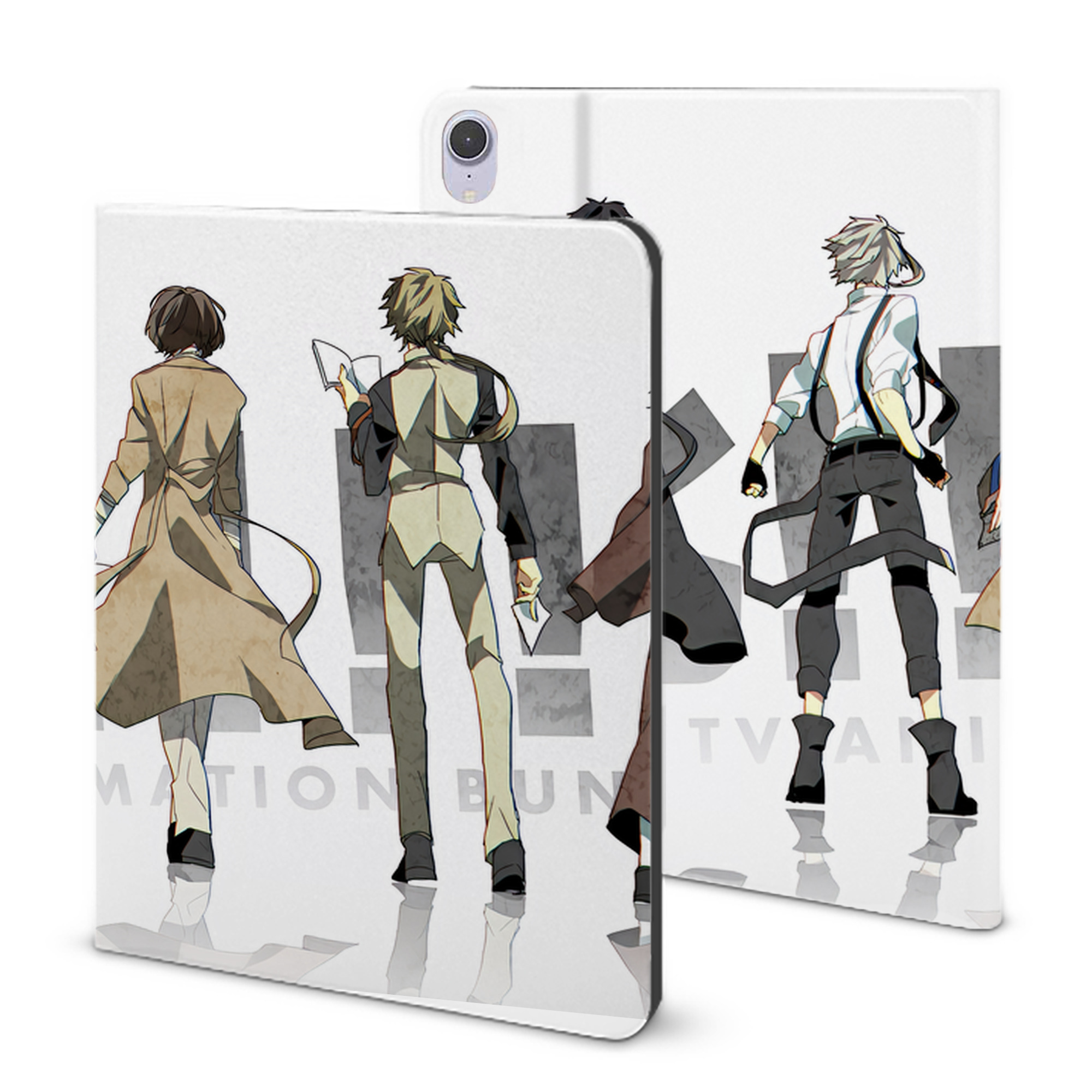 （画像用） 文豪ストレイドッグス Bungo Stray Dogs IPad ケース ブック型 PUレザー TPU 耐衝撃 軽量 薄型 ペン収納なし 全面保護 IPad 各モデル対応